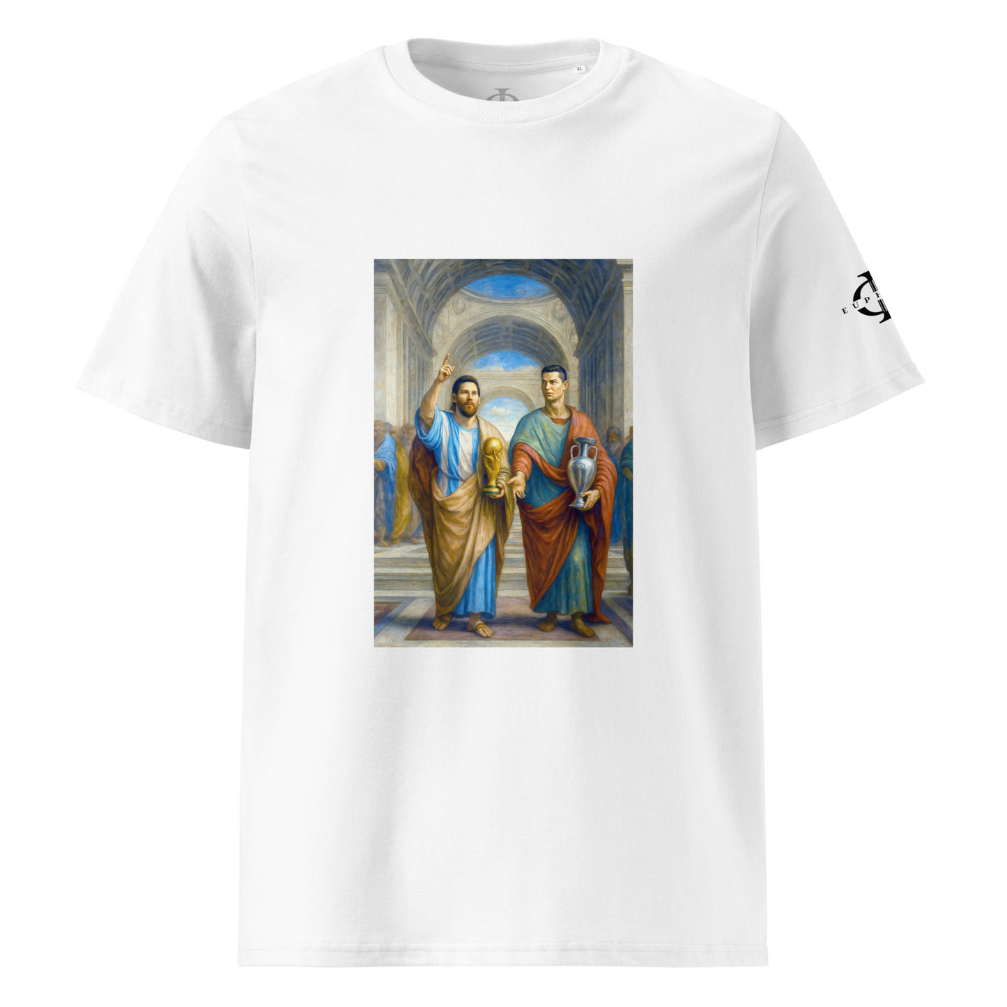 T-shirt - Messi et Ronaldo à l'Ecole d'Athènes - Blanc