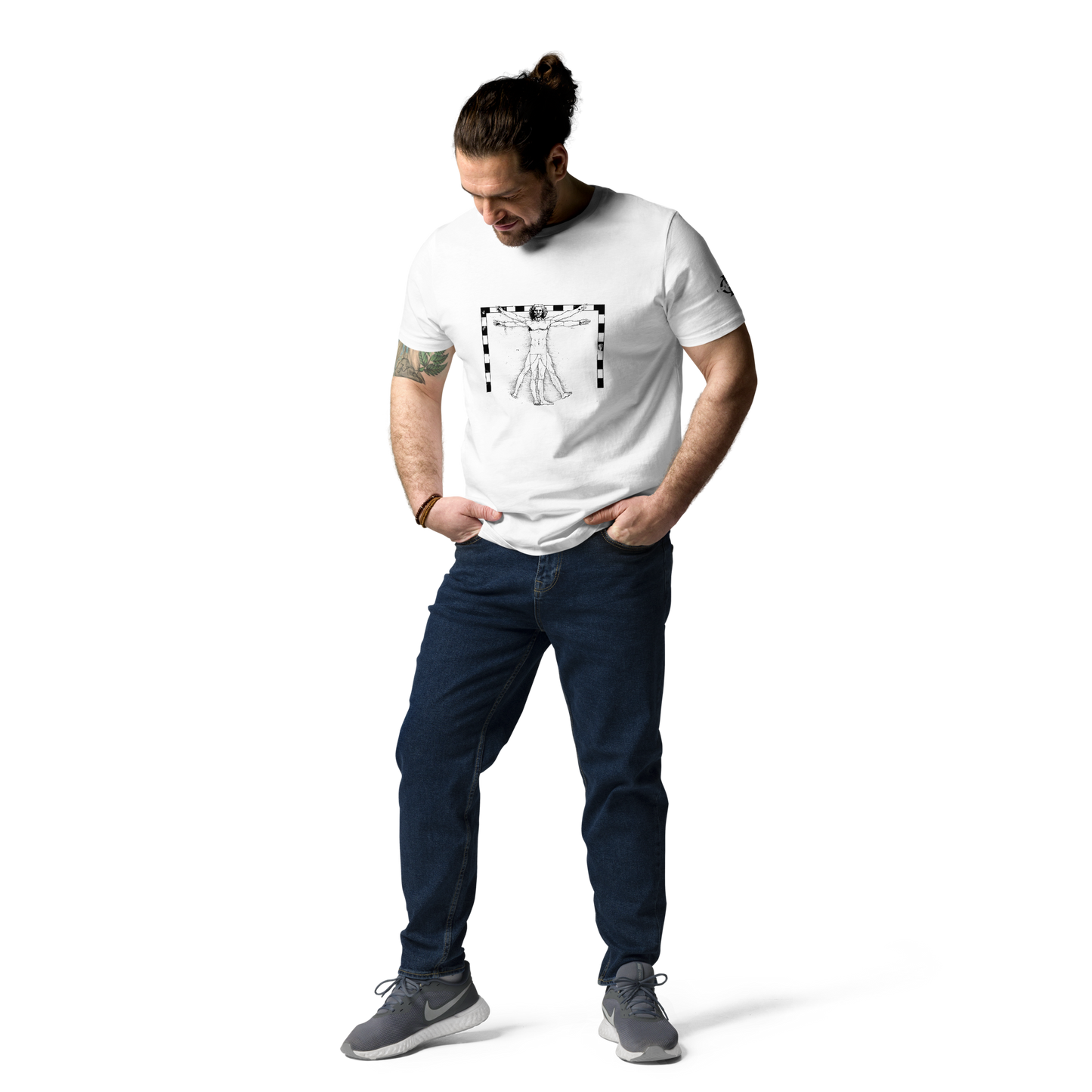 T-shirt - The Vitruvian Handball Goalkeeper - Blanc