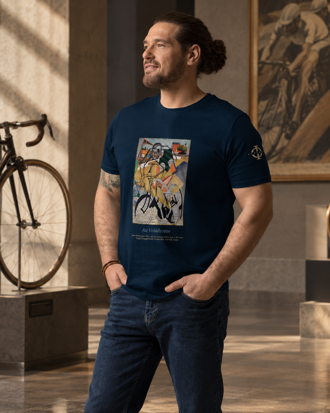 Collection Cyclisme Euphron : t-shirt Au Vélodrome de Jean Metzinger porté dans un musée dédié au cyclisme
