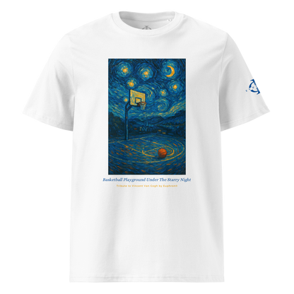 T-shirt - Basketball Playground Under The Starry Night - Blanc