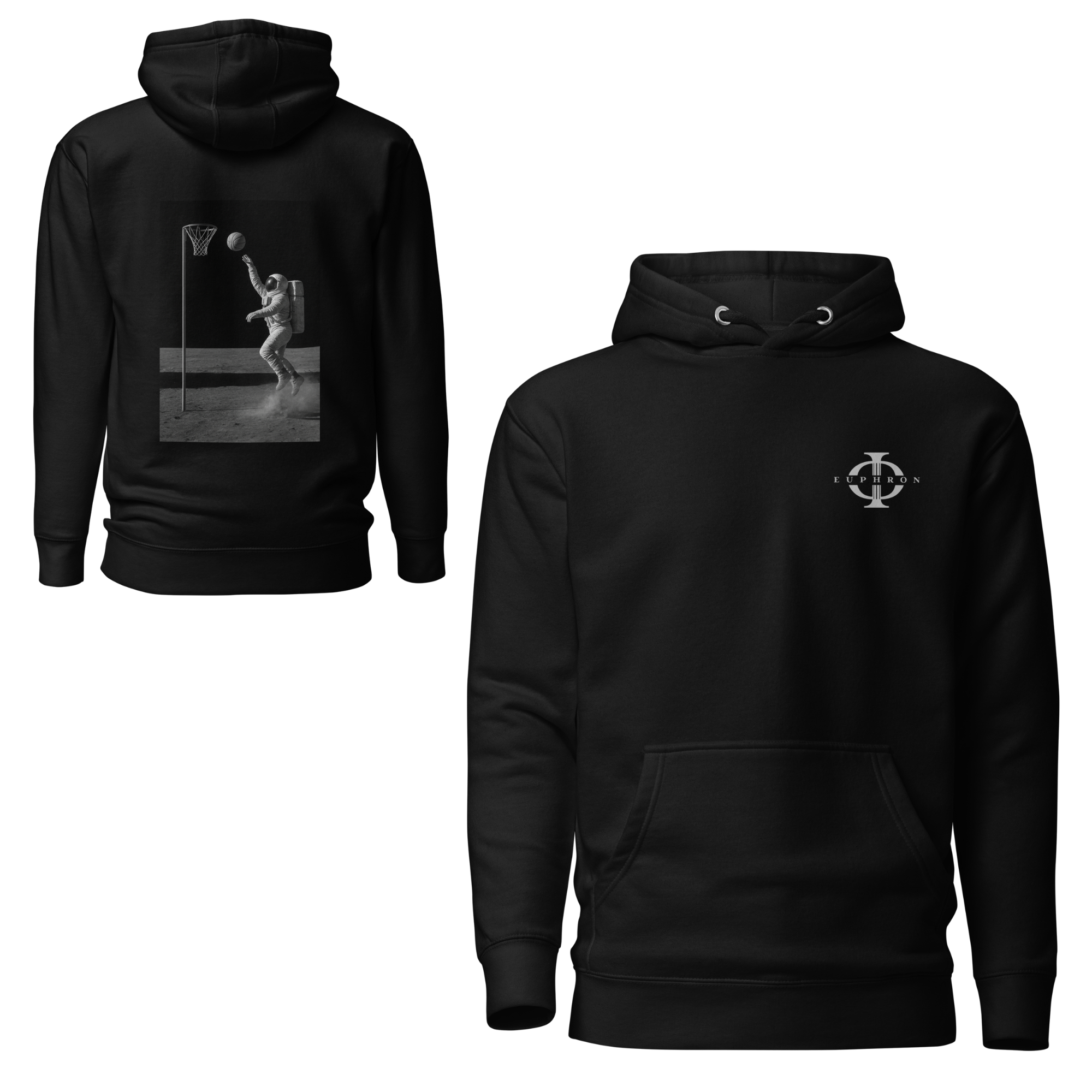 Hoodie - Basketball on the Moon - Noir Euphron Store