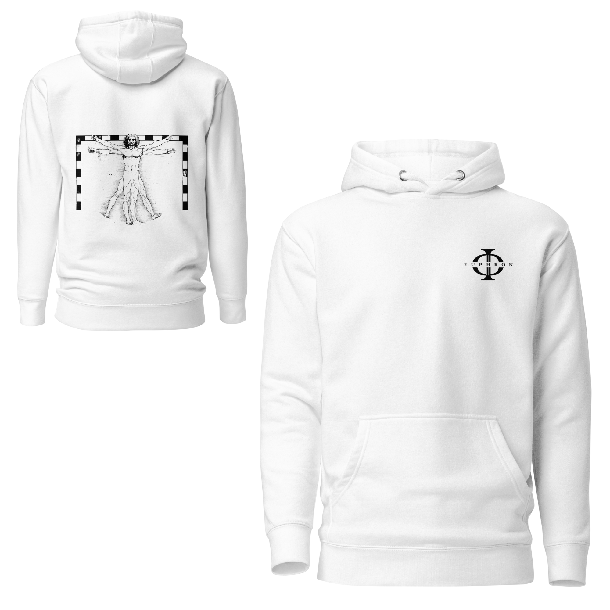 Hoodie - The Vitruvian Handball Goalkeeper - Blanc Euphron Store