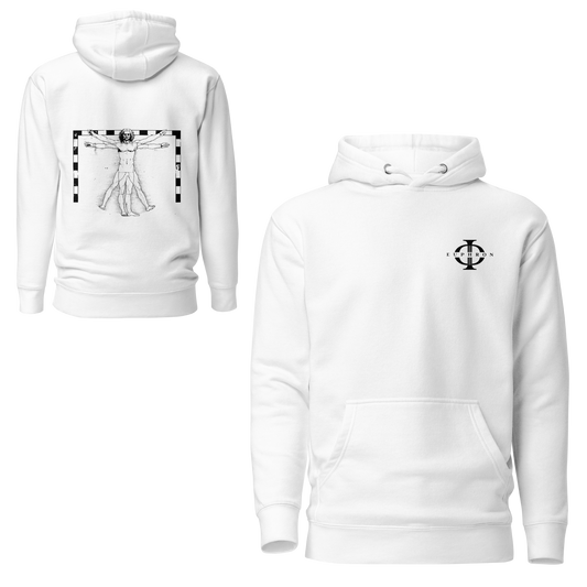 Hoodie - The Vitruvian Handball Goalkeeper - Blanc