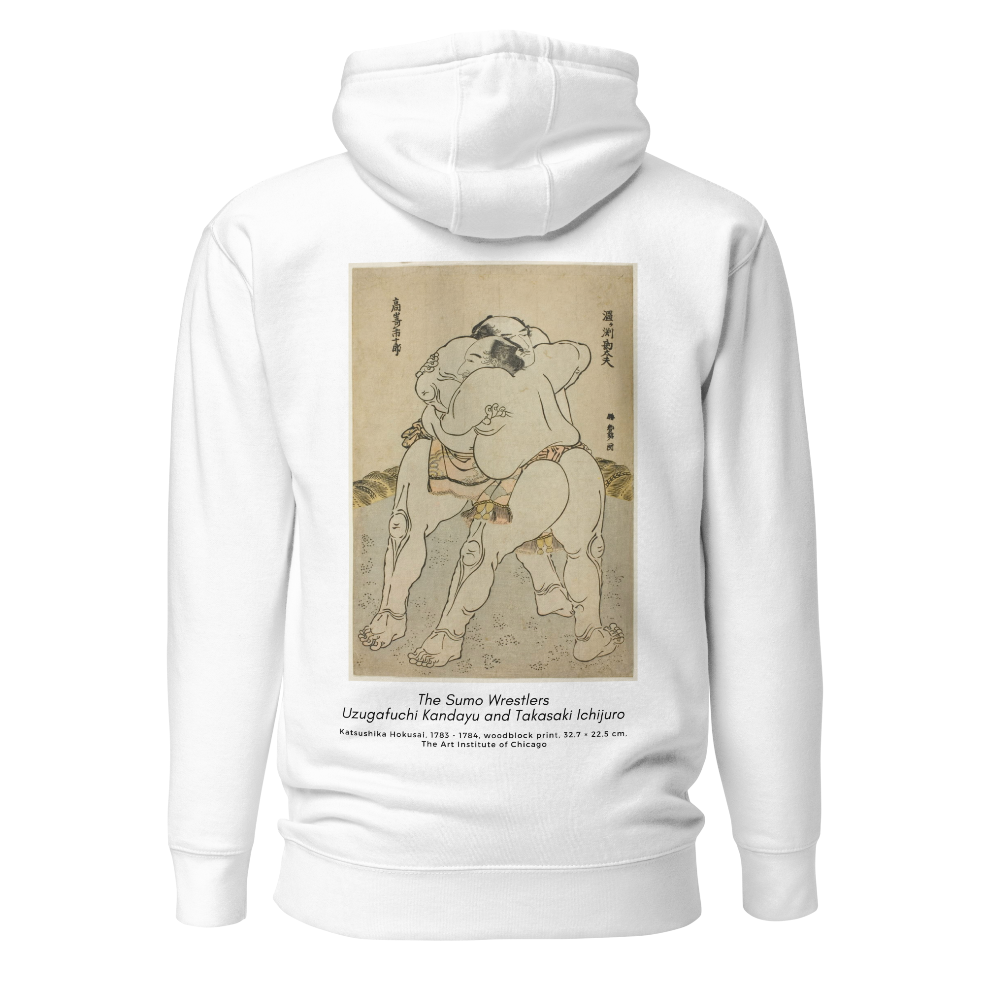 Hoodie - The sumo wrestlers Uzugafuchi Kandayu and Takasaki Ichijuro, Hokusai - Blanc Euphron Store