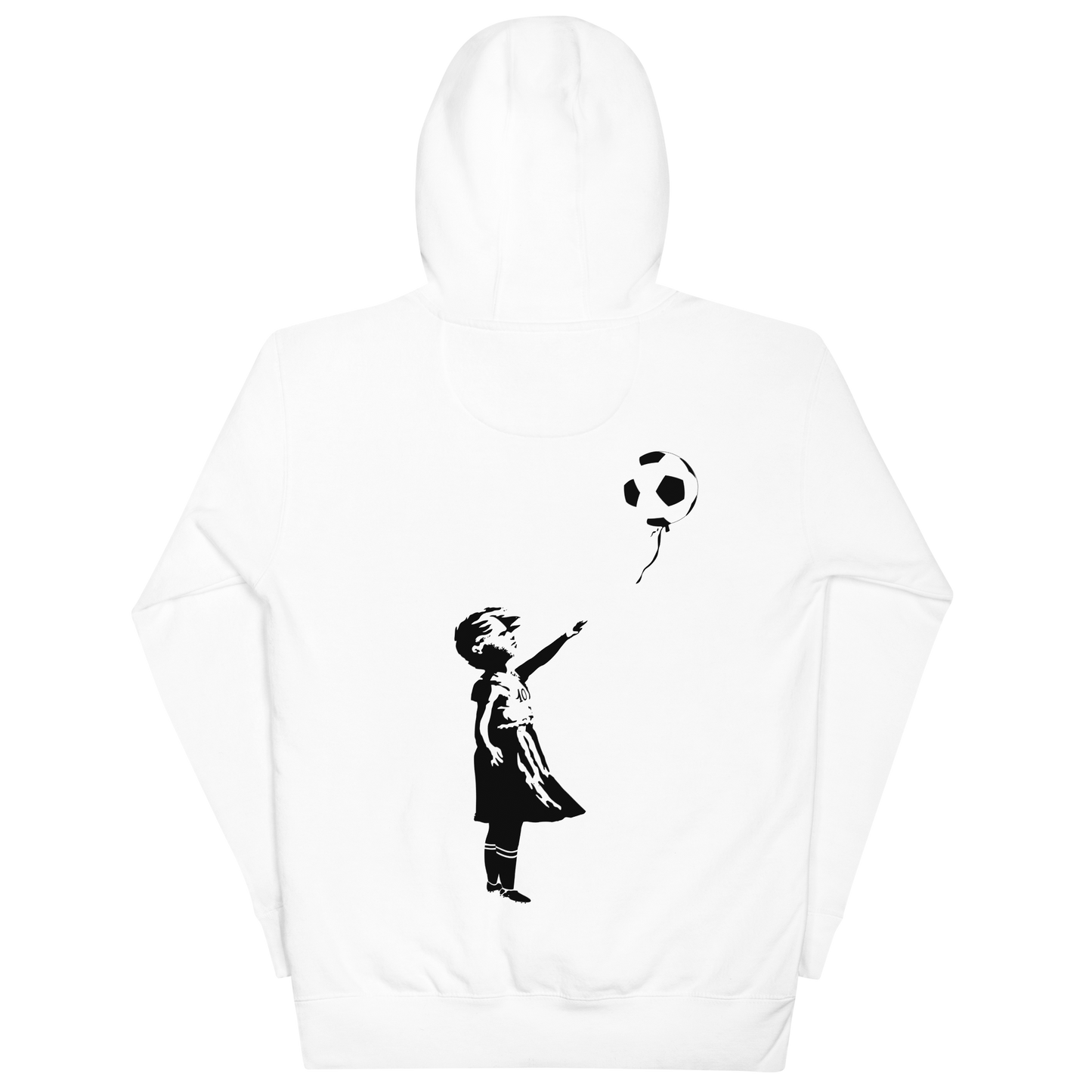 Sweat à Capuche - La petite fille au ballon de football - Blanc