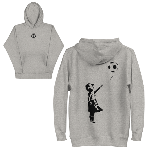 Sweat à Capuche - La petite fille au ballon de football - Gris