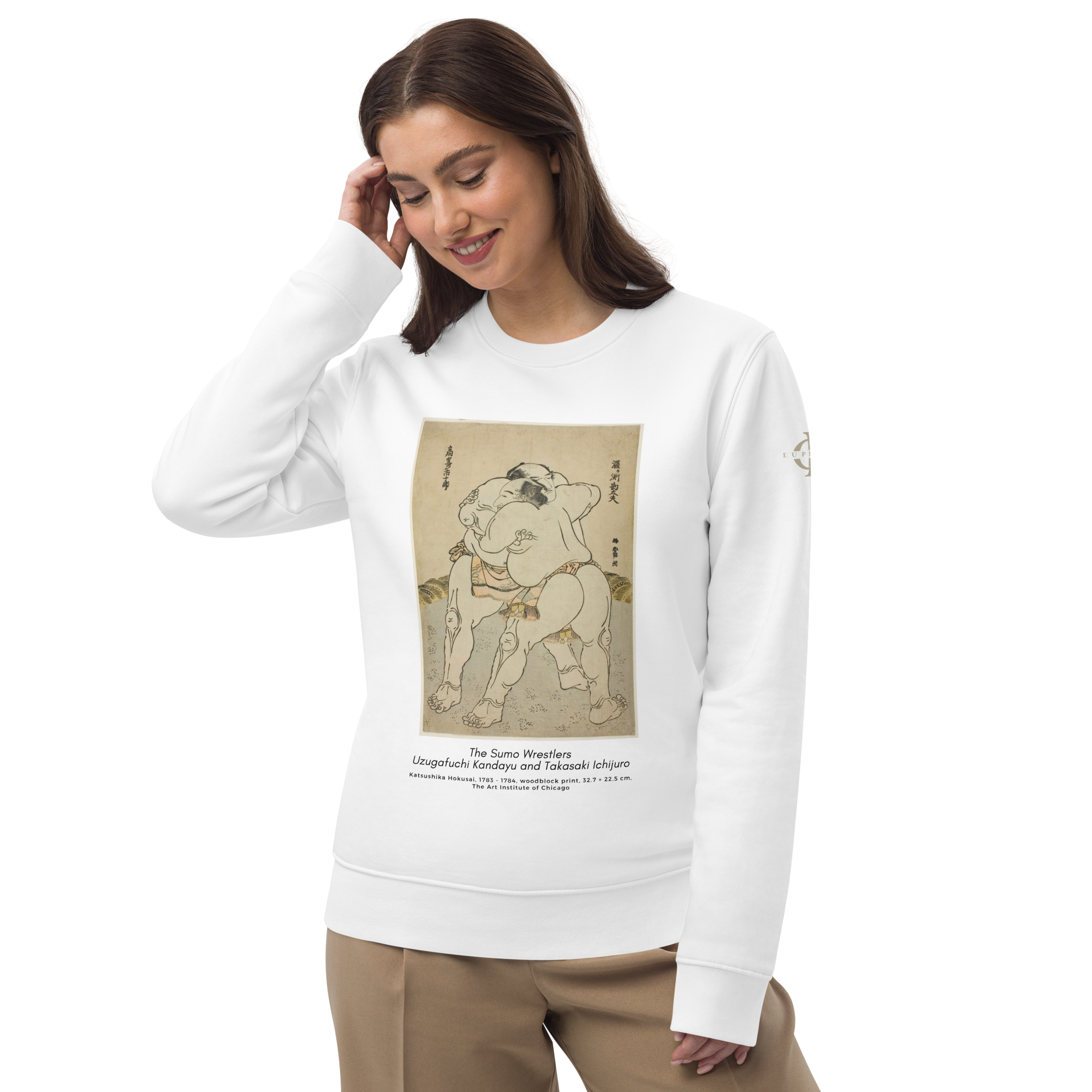 Sweatshirt - The sumo wrestlers Uzugafuchi Kandayu and Takasaki Ichijuro, Hokusai - Blanc Euphron Store