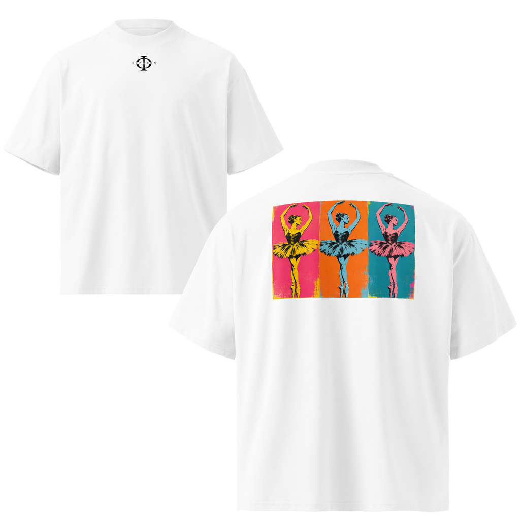 T-shirt oversize Les Ballerines - Pop-Art, vue avant et arrière