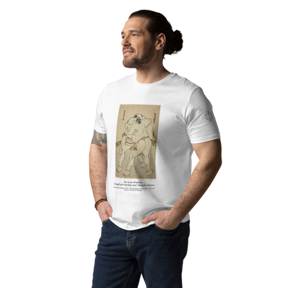 T-shirt - The sumo wrestlers Uzugafuchi Kandayu and Takasaki Ichijuro, Hokusai - Blanc