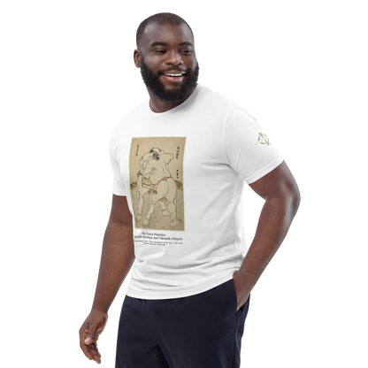 T-shirt - The sumo wrestlers Uzugafuchi Kandayu and Takasaki Ichijuro, Hokusai - Blanc