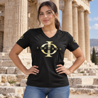T-shirt Femme - Col V - Or et Noir Euphron Store