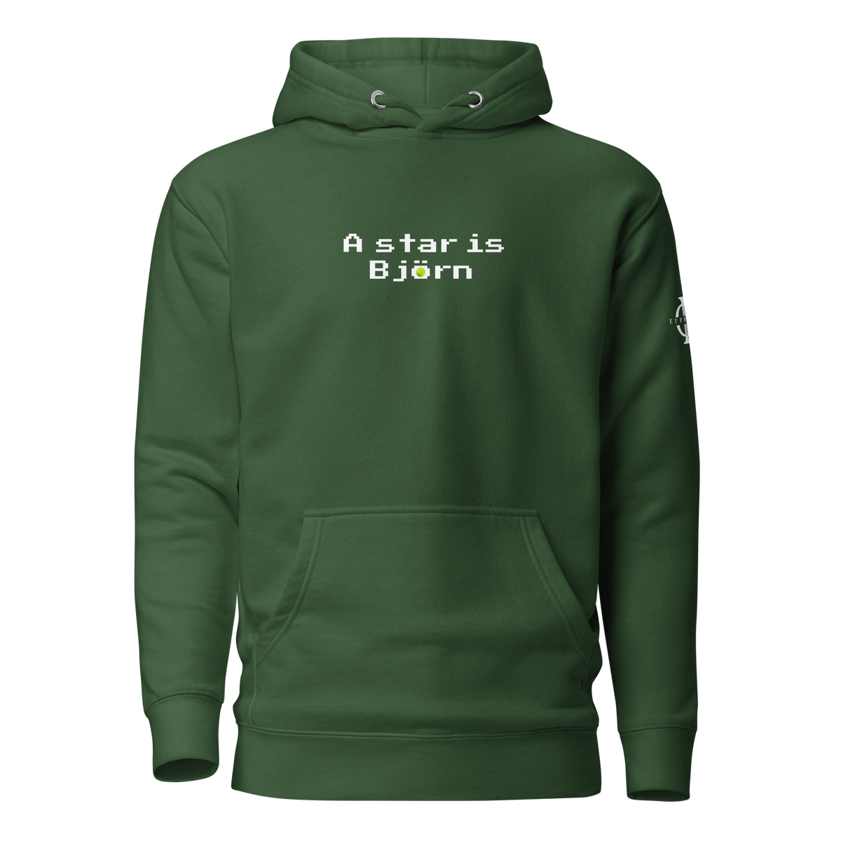 Hoodie Euphron « A star is Björn », coloris vert : hommage à Björn Borg, légende du tennis – vue de face