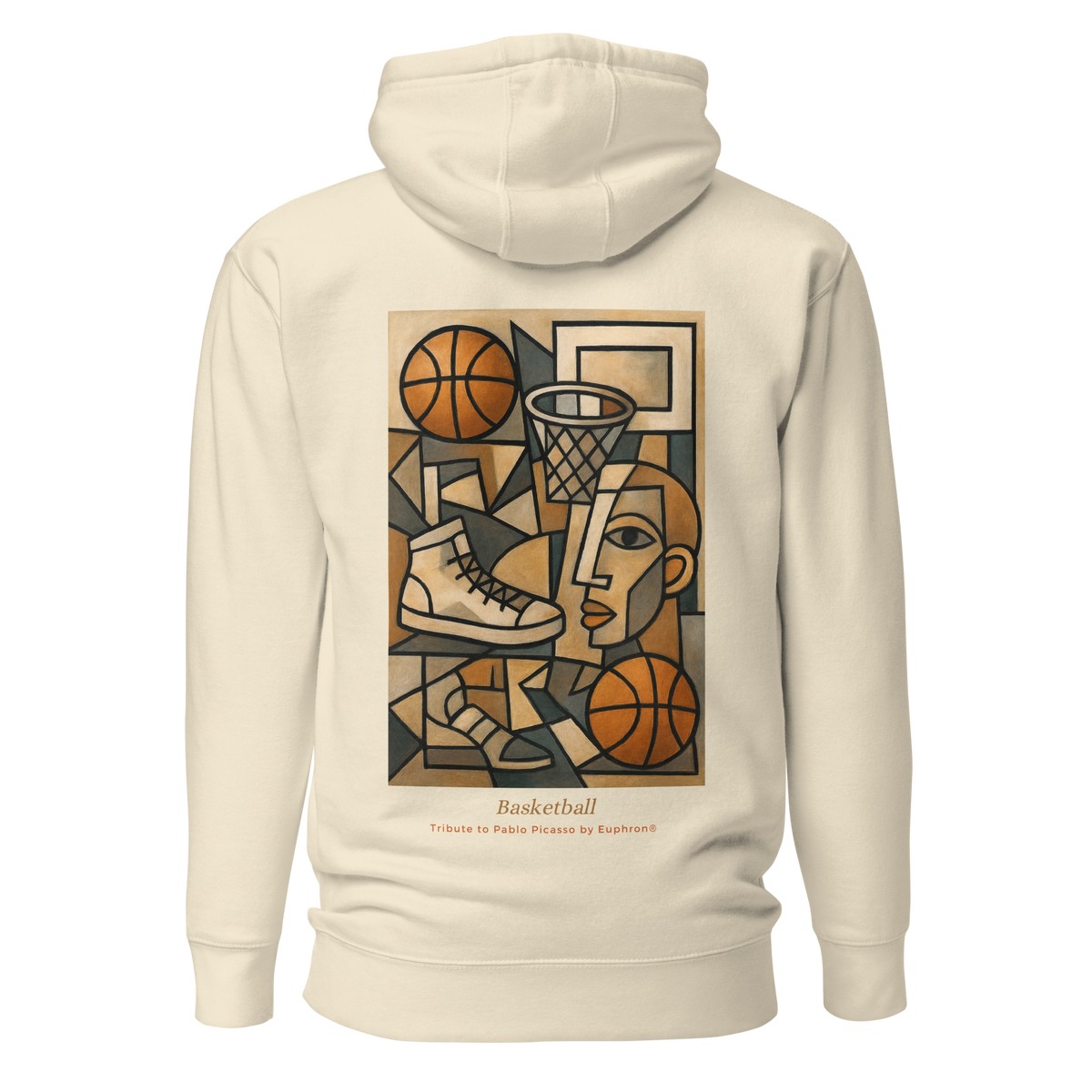 Hoodie Euphron « Basketball, Picasso style », coloris ivoire : le basketball revisité façon cubisme, en hommage à Picasso – vue de dos
