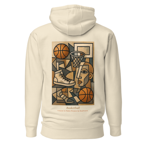 Hoodie Euphron « Basketball, Picasso style », coloris ivoire : le basketball revisité façon cubisme, en hommage à Picasso – vue de dos