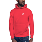 Hoodie Euphron « Crocodile Nîmois », coloris rouge : le crocodile de Nîmes revisité par Euphron – vue de face