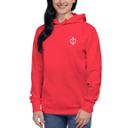 Hoodie Euphron « Crocodile Nîmois », coloris rouge : le crocodile de Nîmes revisité par Euphron – vue de face