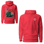 Hoodie Euphron « Crocodile Nîmois », coloris rouge : le crocodile de Nîmes revisité par Euphron