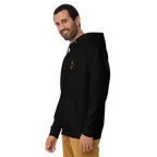 Hoodie Euphron « Crocodilus Numquam Moritur », coloris noir : le crocodile de Nîmes et la devise Crocodilus Numquam Moritur – vue de trois quarts