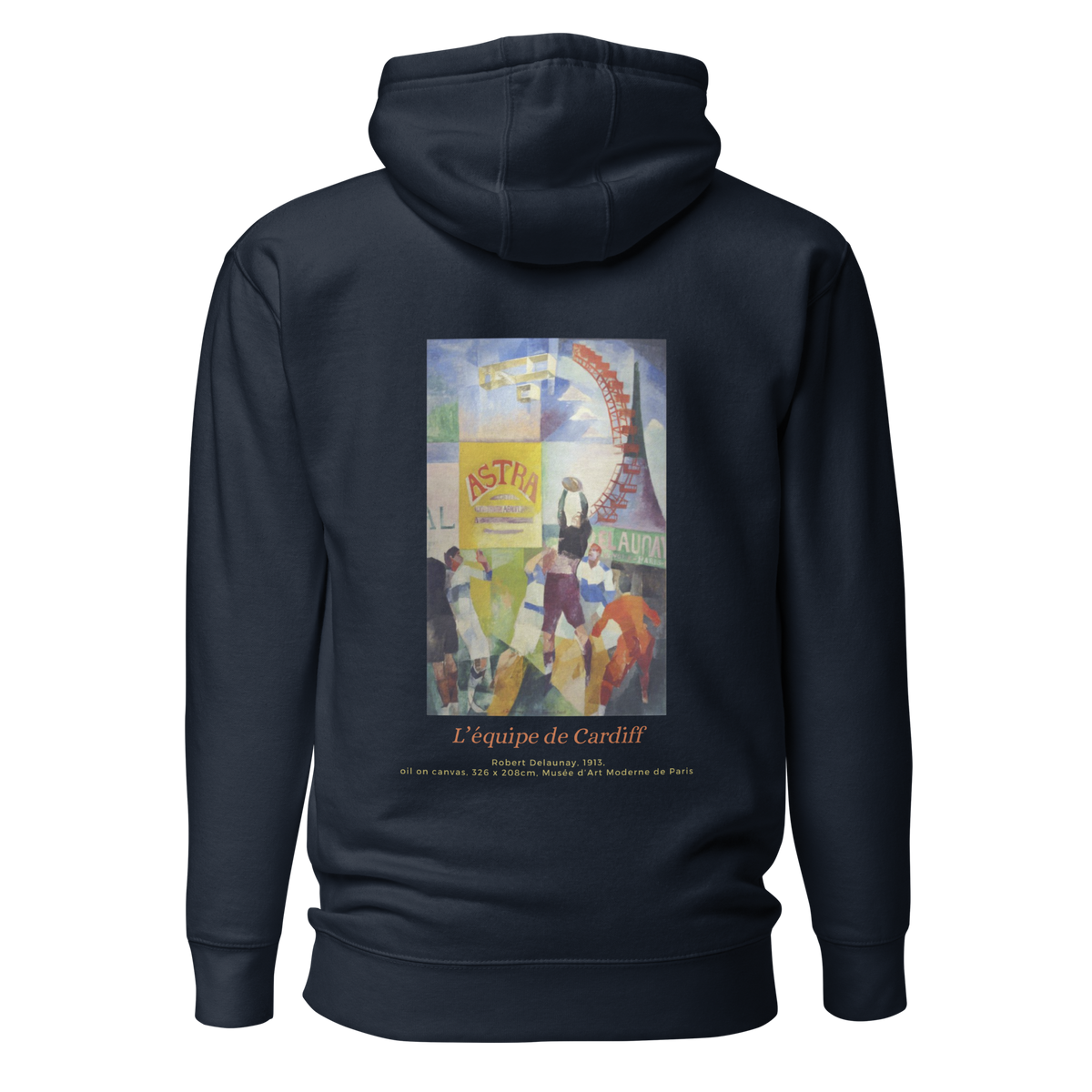Hoodie Euphron « L'équipe de Cardiff, Robert Delaunay », coloris bleu marine : L'Équipe de Cardiff, tableau de Robert Delaunay – vue de dos