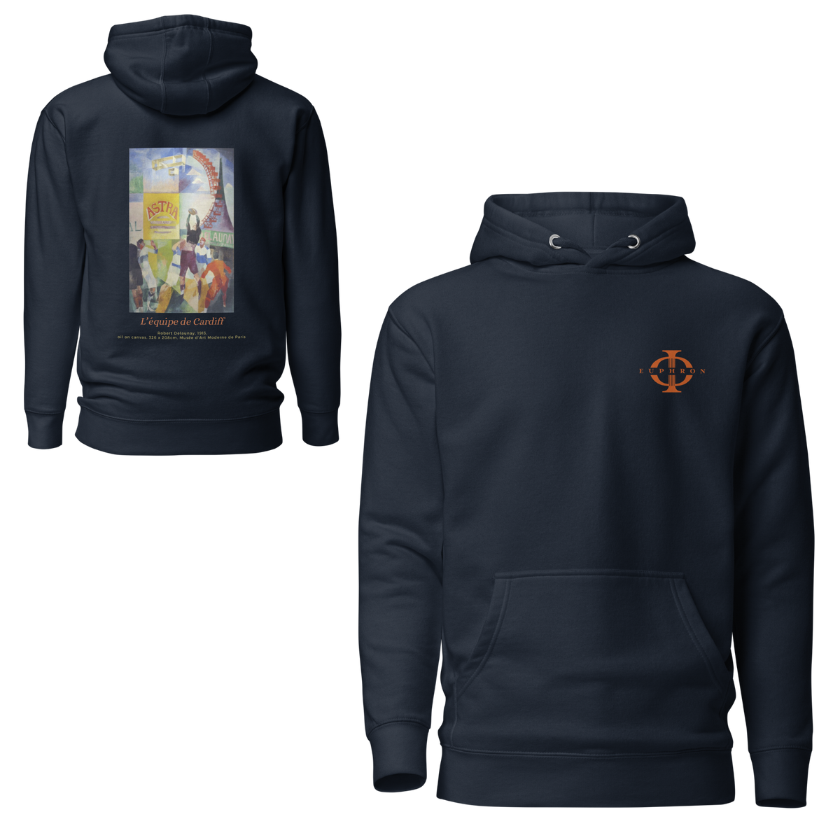Hoodie Euphron « L'équipe de Cardiff, Robert Delaunay », coloris bleu marine : L'Équipe de Cardiff, tableau de Robert Delaunay