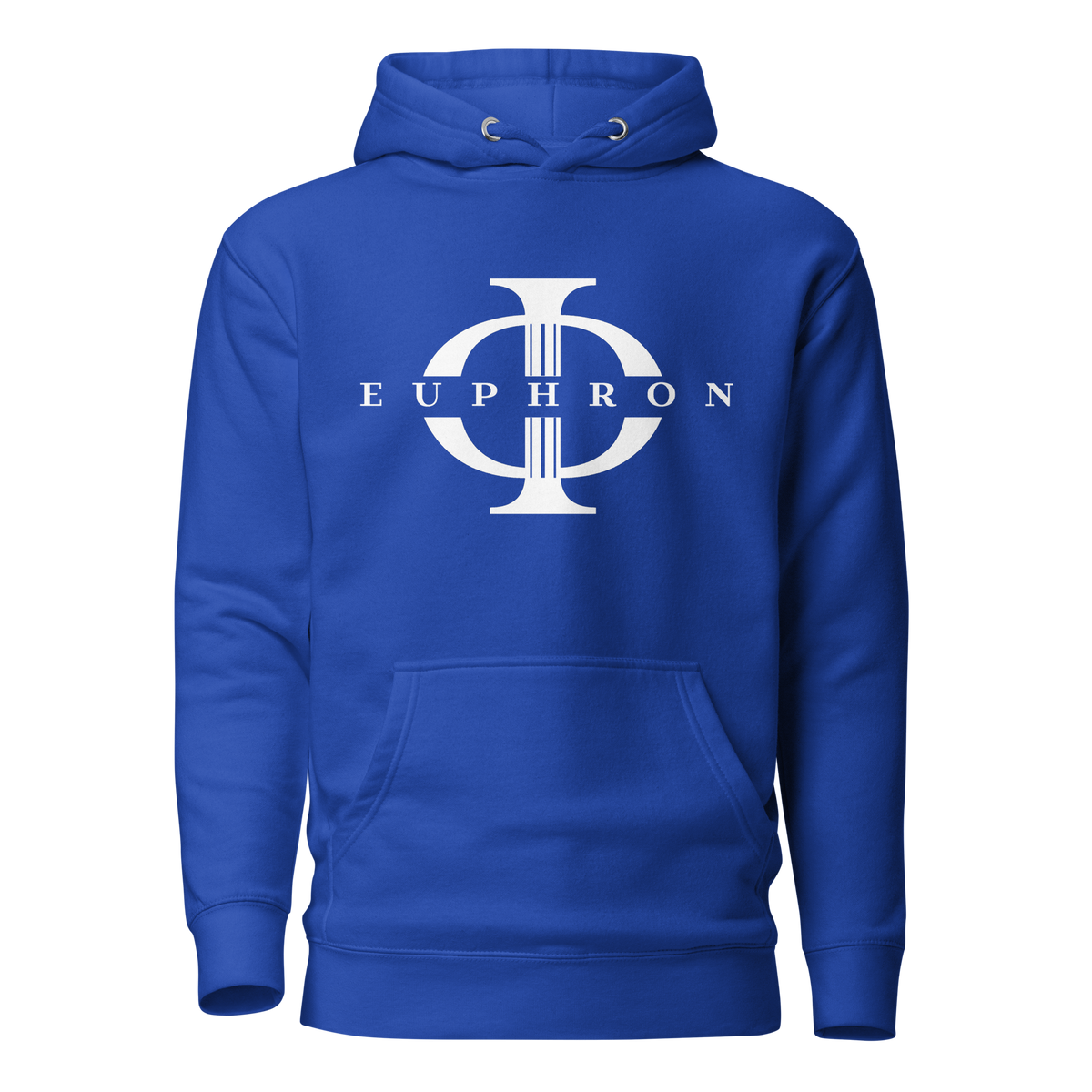 Hoodie Euphron « Euphron Classic », coloris bleu : signé du logo Euphron – vue de face