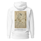 Hoodie Euphron « The sumo wrestlers Uzugafuchi Kandayu and Takasaki Ichijuro, Hokusai », coloris blanc : estampe de lutteurs de sumo par Hokusai – vue de dos