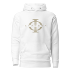 Hoodie Euphron « The sumo wrestlers Uzugafuchi Kandayu and Takasaki Ichijuro, Hokusai », coloris blanc : estampe de lutteurs de sumo par Hokusai – vue de face