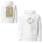 Hoodie Euphron « The sumo wrestlers Uzugafuchi Kandayu and Takasaki Ichijuro, Hokusai », coloris blanc : estampe de lutteurs de sumo par Hokusai