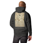 Hoodie Euphron « The sumo wrestlers Uzugafuchi Kandayu and Takasaki Ichijuro, Hokusai », coloris gris : estampe de lutteurs de sumo par Hokusai – vue de dos