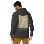 Hoodie Euphron « The sumo wrestlers Uzugafuchi Kandayu and Takasaki Ichijuro, Hokusai », coloris gris : estampe de lutteurs de sumo par Hokusai – vue de dos