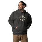 Hoodie Euphron « The sumo wrestlers Uzugafuchi Kandayu and Takasaki Ichijuro, Hokusai », coloris gris : estampe de lutteurs de sumo par Hokusai – vue de face