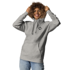 Hoodie Euphron « The Vitruvian Handball Goalkeeper », coloris gris : L'Homme de Vitruve de Léonard de Vinci en gardien de handball – vue de face