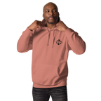 Hoodie Euphron « The Vitruvian Handball Goalkeeper », coloris rose : L'Homme de Vitruve de Léonard de Vinci en gardien de handball – vue de face