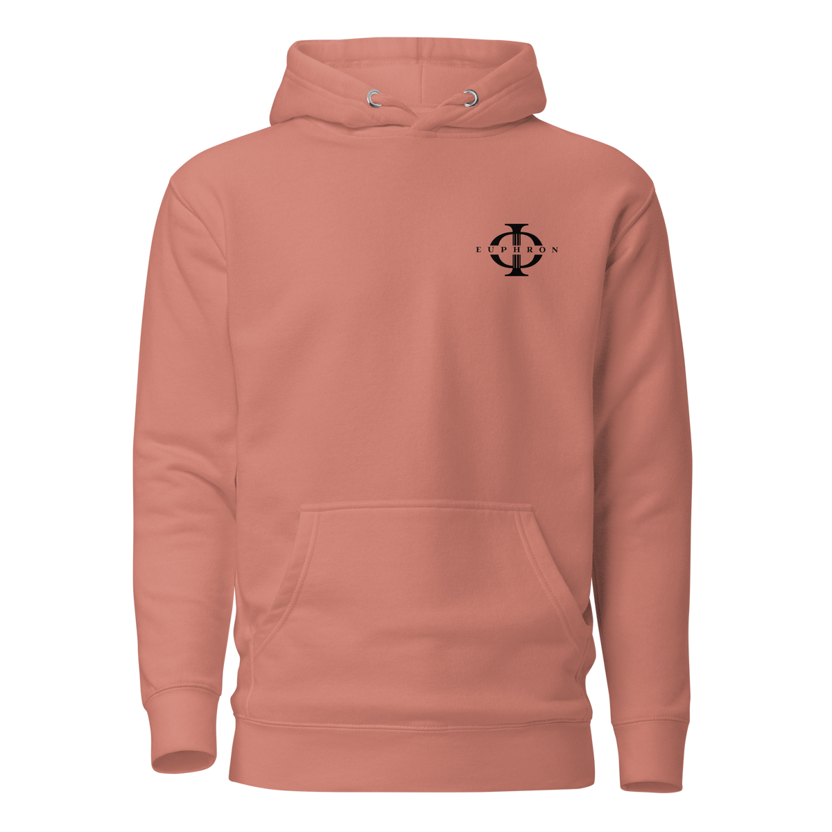 Hoodie Euphron « The Vitruvian Handball Goalkeeper », coloris rose : L'Homme de Vitruve de Léonard de Vinci en gardien de handball – vue de face