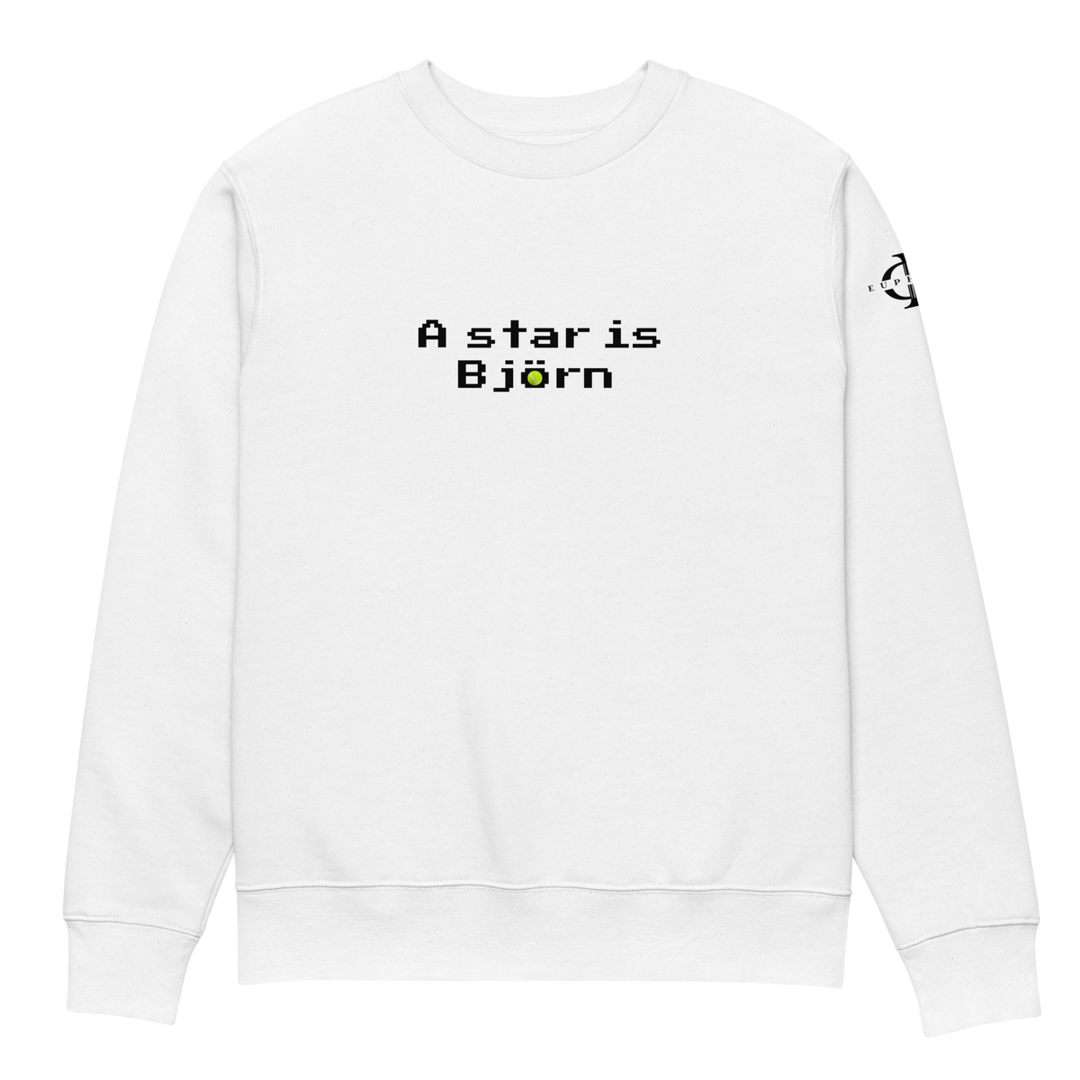 Sweatshirt Euphron « A star is Björn », coloris blanc : hommage à Björn Borg, légende du tennis – vue de face
