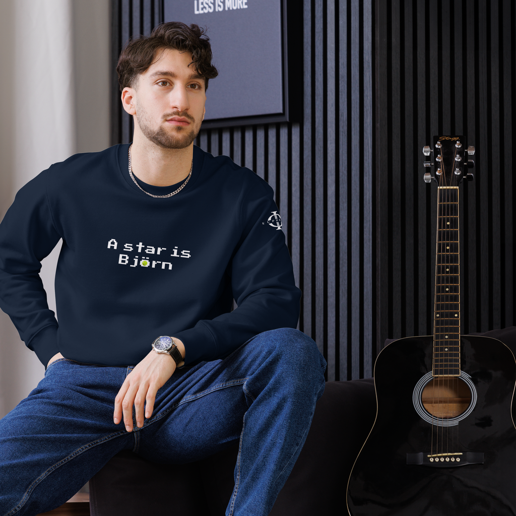 Sweatshirt Euphron « A star is Björn », coloris bleu marine : hommage à Björn Borg, légende du tennis – vue de face