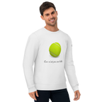 Sweatshirt Euphron « Ceci n'est pas une balle de tennis », coloris blanc : La Trahison des images de Magritte revisitée avec une balle de tennis
