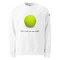 Sweatshirt Euphron « Ceci n'est pas une balle de tennis », coloris blanc : La Trahison des images de Magritte revisitée avec une balle de tennis