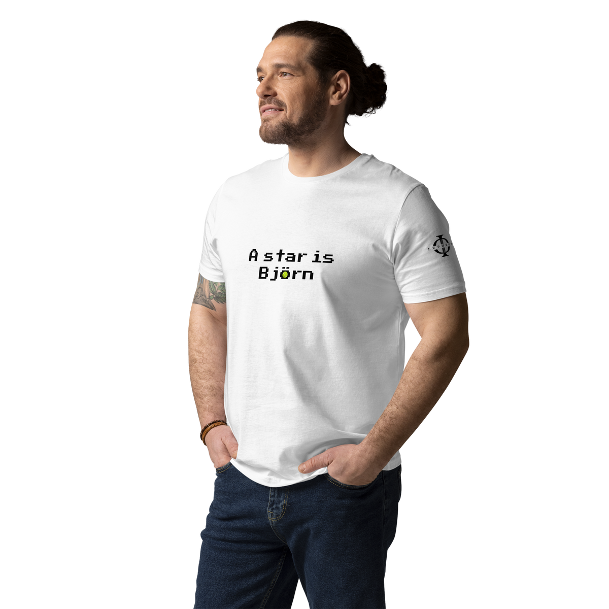 T-shirt Euphron « A star is Björn », coloris blanc : hommage à Björn Borg, légende du tennis – vue de face