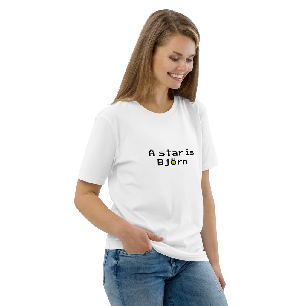 T-shirt Euphron « A star is Björn », coloris blanc : hommage à Björn Borg, légende du tennis – vue de trois quarts