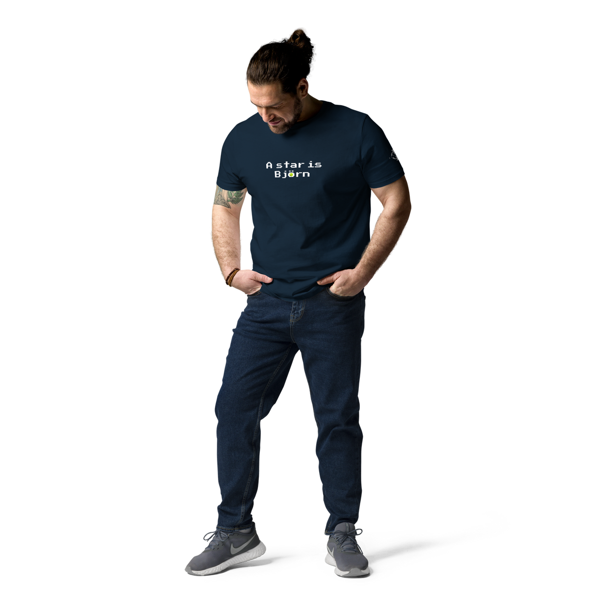 T-shirt Euphron « A star is Björn », coloris bleu marine : hommage à Björn Borg, légende du tennis – vue de face