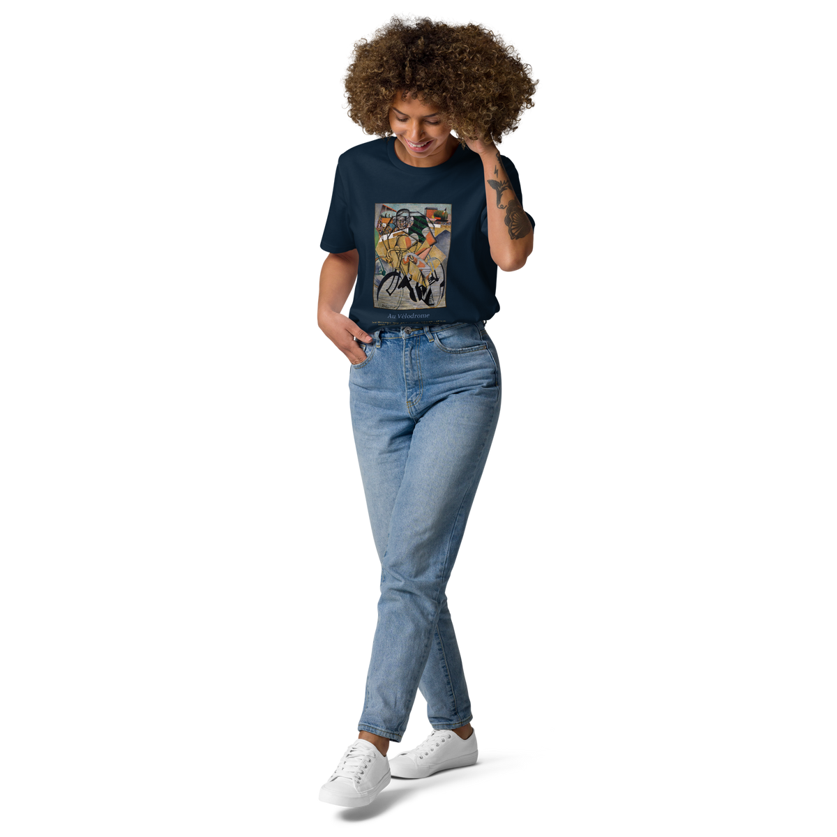 T-shirt Euphron « Au Vélodrome, Jean Metzinger », coloris bleu marine : Au Vélodrome, tableau cubiste de Jean Metzinger