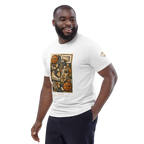 T-shirt Euphron « Basketball, Picasso style », coloris blanc : le basketball revisité façon cubisme, en hommage à Picasso – vue de trois quarts
