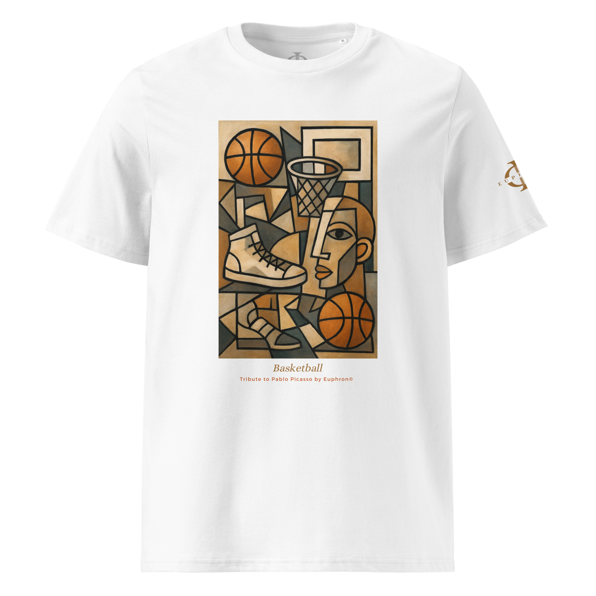 T-shirt Euphron « Basketball, Picasso style », coloris blanc : le basketball revisité façon cubisme, en hommage à Picasso