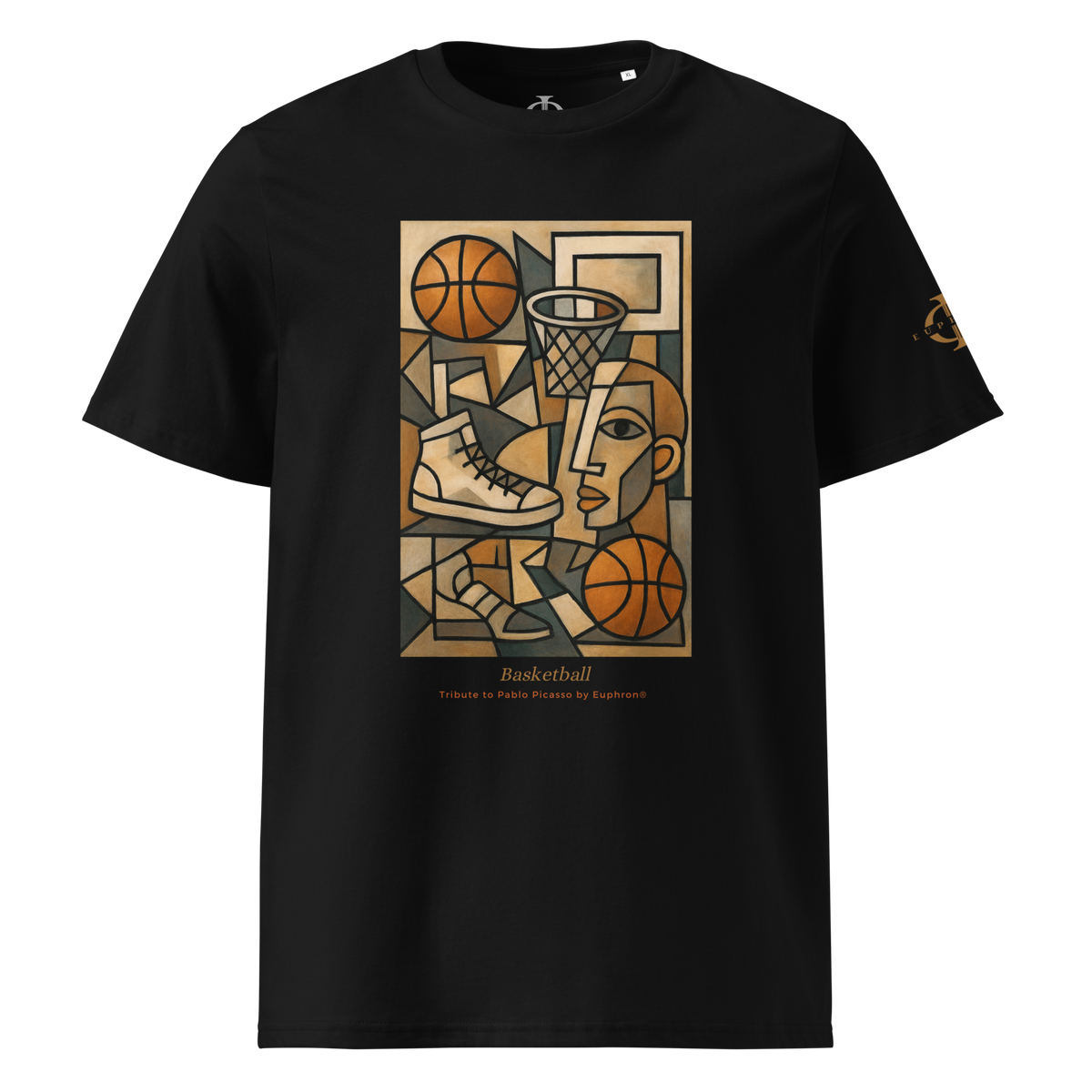 T-shirt Euphron « Basketball, Picasso style », coloris noir : le basketball revisité façon cubisme, en hommage à Picasso
