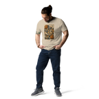 T-shirt Euphron « Basketball, Picasso style », coloris sable : le basketball revisité façon cubisme, en hommage à Picasso – vue de face