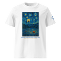 T-shirt Euphron « Basketball Playground Under The Starry Night », coloris blanc : un terrain de basket sous La Nuit étoilée de Van Gogh