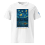 T-shirt Euphron « Basketball Playground Under The Starry Night », coloris blanc : un terrain de basket sous La Nuit étoilée de Van Gogh