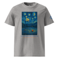 T-shirt Euphron « Basketball Playground Under The Starry Night », coloris gris : un terrain de basket sous La Nuit étoilée de Van Gogh