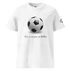 T-shirt Euphron « Ceci n'est pas un ballon de football », coloris blanc : La Trahison des images de Magritte revisitée avec un ballon de football
